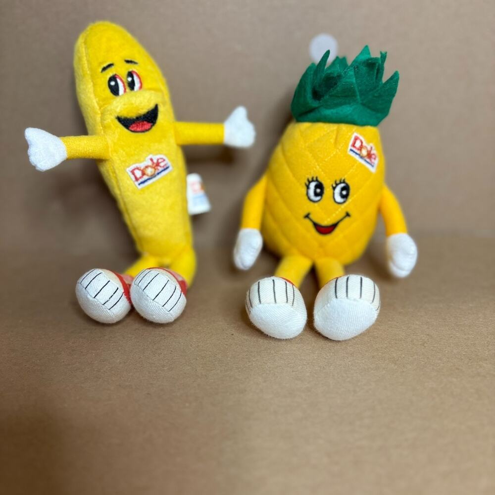 Vintage 1999 Dole Bobby Banana Penelopy Pineapple Plush Advertising Toy Pair